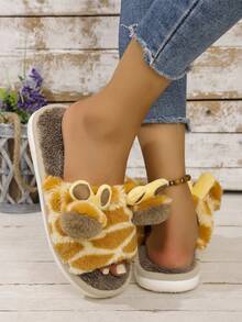 Pantuflas de casa abiertas de dedo con diseño lindo de jirafa, cómodas y cálidas pantuflas para interiores, pantuflas de dormitorio para mujeres, regalos del Día de San Valentín, zapatos para hombres/mujeres, adecuados para todas las estaciones. - Color de la jirafa - Ver 7