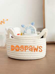 Customized Embroidered Rope Woven Storage Basket, Large Capacity Skin-Friendly Rope Basket For Baby Toy, Pet Supplies, Remote Control, Keys & Miscellaneous Storage, Suitable As Gift For Children, Family & Friends - Blue - View 8