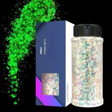 Glow In The Dark Glitter, 3.3oz/ 95g White Luminous Chunky Glitter Mix Fine Powder Flakes Fluoresnt Nail Sequins For Epoxy Resin, Tumblers, Halloween Party, Festival Decor - A-White + A-Mix Glow - 查看 1