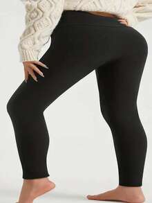Winter Plus Size High Waist Thermal Lined Thick Yoga Pants, Leggings For Women - Black - View 7