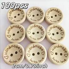 30/50/100 件 20 毫米木质纽扣，缝纫、剪贴簿、工艺品、家居装饰、服装装饰、手工制作