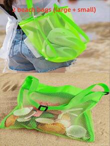 1个亮色网眼沙滩手提袋(尺寸:长22厘米 x 宽25厘米) - 轻便,配有可调节肩带,可折叠设计,适合户外活动、野餐和贝壳收集,是海滩必备单品 | 亮色手提袋 | 耐用提手,男女皆宜,可用作沙滩游泳派对用品、送给朋友或女性的礼物、旅行用品 - 彩色 - 查看 17