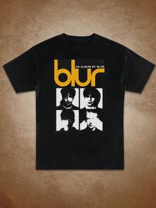 Women's Black Blur Album Graphic Print T-Shirt - Casual Short Sleeve Round Neck Tee With Band Design, Machine Washable Everyday Top, Ladies T Shirts, Music Fan Apparel, Allseason Clothing - màu đen - Xem 1