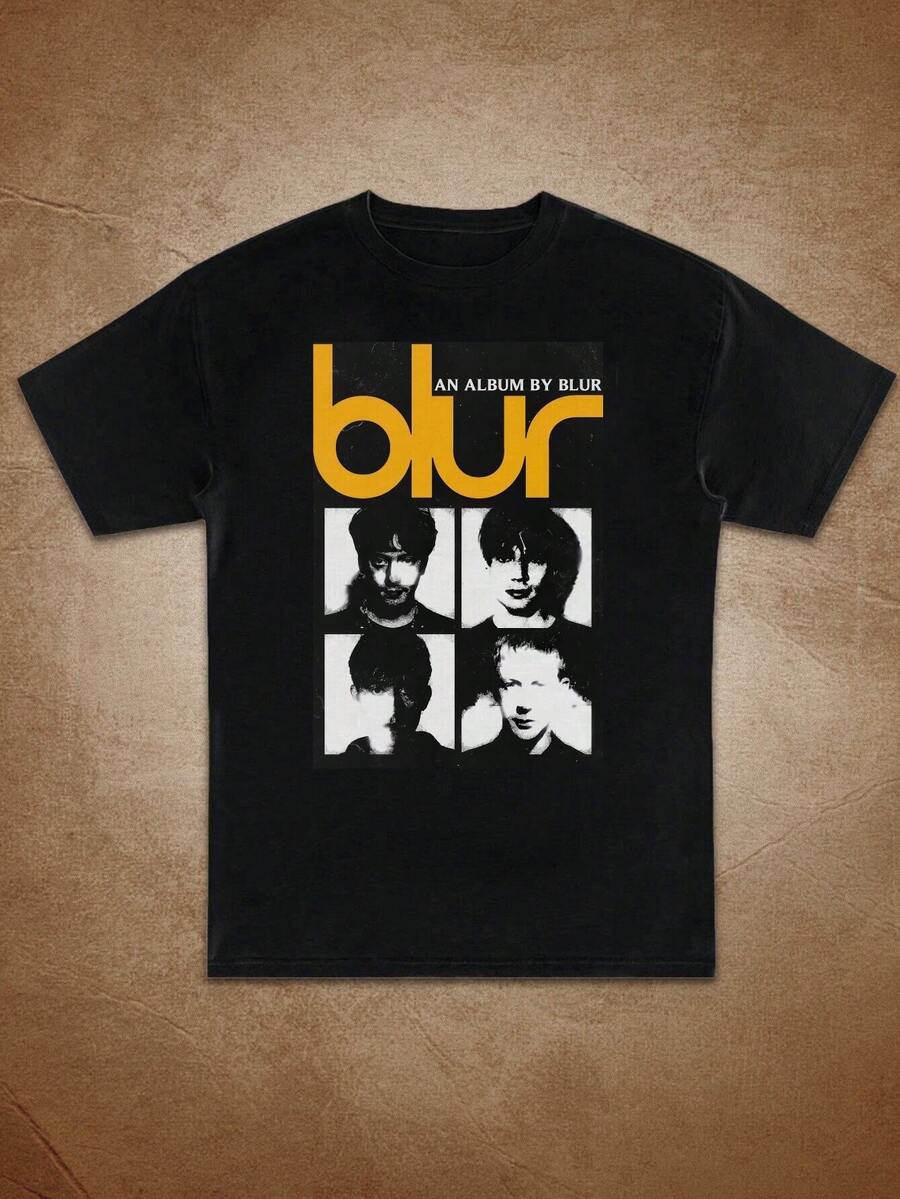 Women's Black Blur Album Graphic Print T-Shirt - Casual Short Sleeve Round Neck Tee With Band Design, Machine Washable Everyday Top, Ladies T Shirts, Music Fan Apparel, Allseason Clothing - màu đen - Xem 1