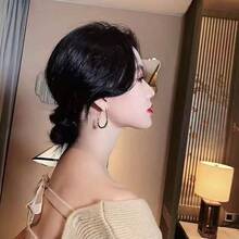 Who Knows! This Earring Is A French Atmosphere Cheat. The Glossy Large Ring Has Its Own Highlights, And The Metal Texture Is Warm And Delicate. Wear It With A Low Ponytail, And You Will Feel Lazy And Relaxed. With A Bun And A Dress, You Will Instantly Become An Elegant Goddess. You Can Get N Styles With One Price, And The Cost Performance Is Explosive - Gold - View 2