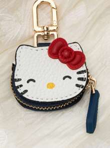 Sanrio 可爱卡通 Hello Kitty 钥匙扣，优质 PU 皮革包袋饰品，3D 蝴蝶结，适合女士的可爱礼物，生日圣诞派对礼物，适用于钱包、配件收纳车内配件 Goth Y2k