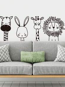 2pcs/1PC Wall Decals -[Forest Small Animal Wall Stickers, Cartoon Line Animal Wall Stickers] PVC Self-Adhesive Removable Wall Stickers For Nursery, Kids' Room, Playroom, Or Classroom – Cute & Creative Wall Decor For Any Space - Multicolor - View 11