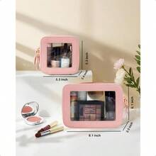 Clear Makeup Bag Small Makeup Bag TSA Approved Toiletry Bag Cosmetic Travel Bag Cute Makeup Bag Organizer Makeup Case Pouch Car Essentials For Women Men - 迷你+大粉紅色 - 查看 5