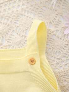 花卉刺绣连体衣 女婴夏季轻薄针织连体衣 - 黃色 - 查看 3