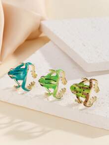 1 Pair Novelty Funny Green Frog Ear Clips, Unique Cute Green Frog Ear Cuffs For Women Without Piercing - Frog - View 7