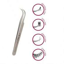 IENVY By Kiss Lash Applicator Tool Precision Professional DIY Fales Eyelashes Extension Tweezers Stainless Steel Curved Design For Individual Cluster Trio Strip Lashes Silver -It Is Important For Beauties - As Pic - View 4