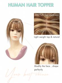 Aplique de Cabelo Humano com Franja Loira Reta para Cabelos Finos, Multiuso e Unissex, Clipes de Cabelo para Estilizar e Dar Volume, Acessório Versátil de Cabelo Humano