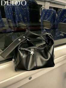 Dedoo 复古欧式单肩包，带拉链，采用嬉皮风格设计皮革制成，外观独特，可用作手提包或腋下包，女士商务休闲包，非常适合办公室、商务和工作