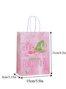 6/24 件女巫主题派对礼品牛皮纸袋、答谢礼品袋、感谢礼品袋、可重复使用礼品袋、女巫帽、蝴蝶结、感谢印花牛皮纸袋、派对礼品袋、婚礼袋、朋友礼品袋（生日、节日、圣诞节、万圣节、返校礼品包装袋） - 彩色 - 查看 7