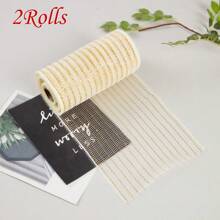 1/2 Rolls Deco Mesh Ribbon - 10inch X 30 Feet Each Roll Metallic Foil Mesh Ribbon For Wedding, Birthday,Halloween, Thanksgiving, Christmas, New Year DIY Gift Decorationand Home Decorating