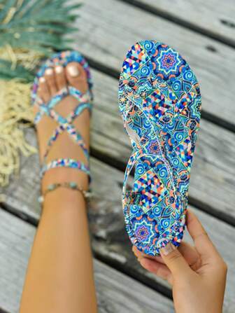 Summer New Colorful Strap Women Flat Sandals, Outdoor Elegant Minimalist Fashion Sandals