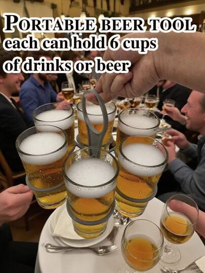 1/2pcs 6/4 Slot Foldable Drink Holder, Foldable Cup Holder, 6 Slot Rotatable Cup Organizer, Lightweight And Sturdy Plastic Drink Holder For Coffee, Wine, Cocktails At Parties, Barbecues, Camping, Picnics And Other Outdoor Activities, Camping Drink Organizer, Practical Party Accessory, Easy-Grip Handle, 1 Bottle Opener, Halloween And Christmas Party Supplies