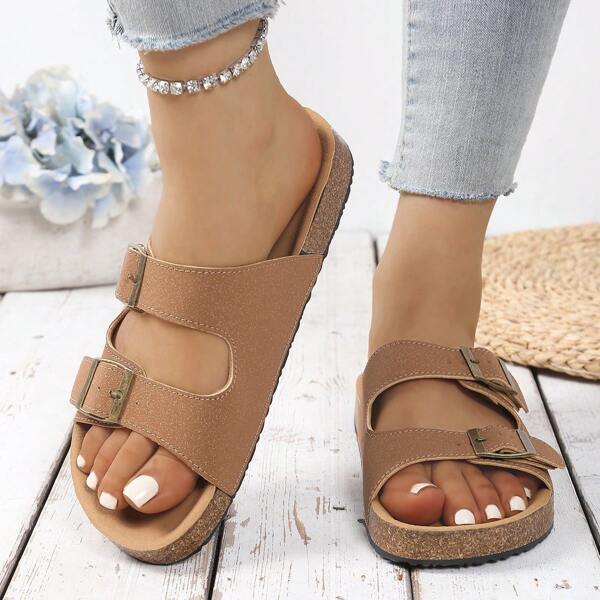 Elegantes sandalias de verano casuales y cómodas de goma suave con diseño deslizante para mujer, adecuadas para caminar, vacaciones, ir al trabajo, y usar en el Día de San Valentín con vestido blanco