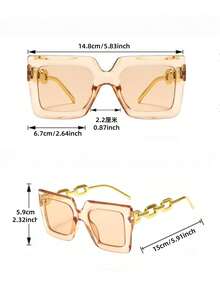 1 副塑料镜框方形时尚眼镜，波西米亚嘻哈风格方形墨镜