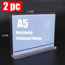 3 Size Acrylic Sign Holder-Clear T-Shape Plastic Display Stand, Double-Sided Paper Holder & Sign Stand For Menus, Flyers, Pictures – Durable Acrylic Paper Stand & Storage Container For Office, Retail, Exhibition, Restaurant, Wedding Use