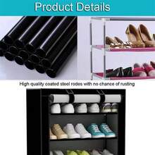 Armario de zapatos de 9 niveles para 27 pares organizador vertical ahorra espacio - Negro - Ver 5