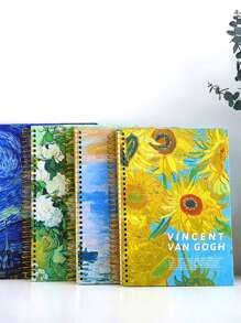 大号螺旋装订笔记本，B5，300 页，8x10 大号笔记本，精装大号日记本，厚横线笔记本，文森特梵高杏花女士礼物。，适用于学校用品，返校 - B5 - 查看 12