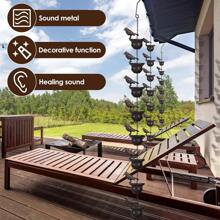1 Stück Metallvögel auf Tassen Regenkette für Outdoor, Regenketten für Dachrinnen Fallrohre, hängende Outdoor Gartendekoration, Dunkelbraun (ausgestattet mit 8 Tassen und 9 3D Vogelmodellen)