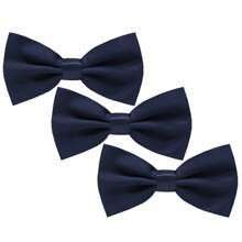 carahere 3pcs Men's Bow Ties Set, Black, Navy Blue, Light Blue, Dark Green Solid Color Pre-Tied Adjustable Bow Ties, Suitable For Formal Occasions, Casual Parties, Weddings, Tuxedos, For Adult Men Or Teenagers 13 Years Old And Above
