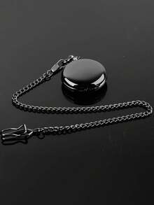 蒸汽朋克纯色怀表，黑色石英项链怀表链，适合男女，生日、婚礼和周年纪念礼物