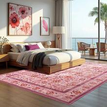 Zentavio Washable Area Rugs 2x3 Door Mat Entryway Vintage Floral Non-Slip Low Pile Entrance Thin Rug Carpet For Kitchen Bathroom Living Room Blue