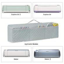 模切机盖、打印机盖、家庭办公收纳袋、绗缝纹理设计、带 3 个前袋、方便取用，适合家庭和办公室使用 - 彩色 - 查看 6