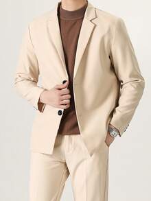 时尚简约修身休闲迷你连衣裙风格双排扣西装外套 - 卡其色 - 查看 2