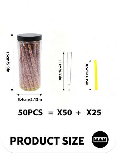 50 Stücke vorgerollte große Zigarettenpapier Kegel, 4,33 Zoll/110mm braunes Zigarettenpapier, Dollar/Monster/Beauty, ultra-dünnes natürliches langsam brennendes Zigarettenpapier mit Filter, Lader und Wickelstab - versiegelter Behälter, Frischhaltegarantie, mit Spitze und Wickelrohr