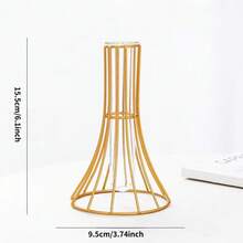 1pc Transparent Glass Vase - With Wrought Iron Frame, Suitable For Hydroponics Planter, Decorative Planter, Geometric Shape, Unique Test Tube Vase, Can Be Used As Dining Table/Desk/Fireplace Decor - Bohemian Home Decor - Wedding Party Decor - Farmhouse Style Planter - Luxury Housewarming Gift - Modern Floral Base, Back To School Room Decor, Stationery Glass Vase - Gold - View 10