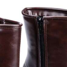 Women's Short Boot With Block High Heel And Pointed Toe - Rỉ Nâu - Xem 3