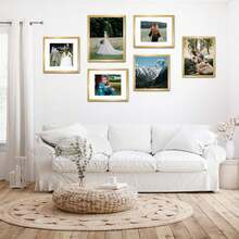 Gold Picture Frame Set Of 5, Display Pictures 8.5x11 With Mat Or 12x16 Without, Multi Photo Frames Collage For Wall Display - Gold - View 2