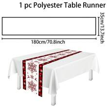 1pc/270pcs Christmas Table Runner, Black & Red Plaid Border Christmas Snowflake Design, Polyester Material, 35x181cm, Winter Christmas Home Party Gathering, Restaurant Living Room Table Centerpiece Decor, Indoor Outdoor Dining Table Center Decor, Room Decoration, Home Decor, Kitchen, Decorative Style, Kitchen Decor, Room Decor, Christmas Decoration, Living Room Decor