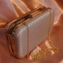 Bolsa Clutch Festa Casamento Carteira Feminina Nova Moda Com Glitter Para Festa WT168-196 - Champanhe - Visão 2