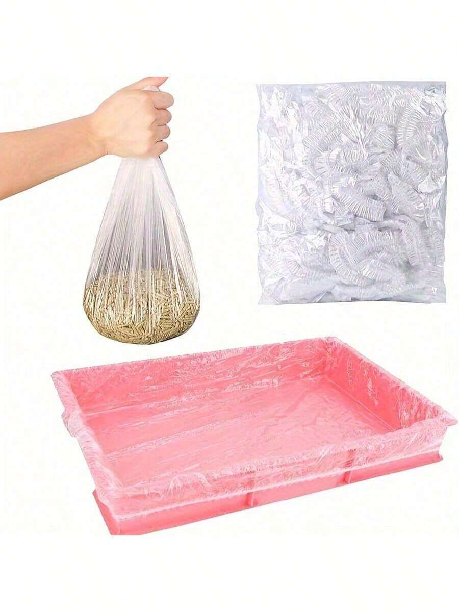 10/20/30/50pcs Stretchable Plastic Liner Pads For Rabbit Cages, Pet Supplies, Leak-Proof Tray Liners, Easy To Clean - White - View 1