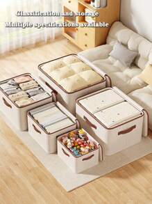 可折叠储物盒 - 必备家居储物盒，带双面拉链，耐用且容量大，配有仿皮手柄，方便携带，衣物储物盒，床下储物盒