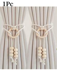 1/2pcs Bohemian Style Handmade Tassel Curtain Tiebacks With Wooden Beads, Polyester Boho Window Drape Holdbacks For Home Decoration - Multicolor - View 10