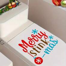 Autocolant decorativ pentru baie cu Moș Crăciun amuzant - Autocolant de perete de Crăciun cu text parodic umoristic, autoadeziv, ușor de dezlipit și lipit, autocolant de perete detașabil, decor festiv de Crăciun tip casă de la țară pentru sufragerie, bucătărie sau baie, decor de Crăciun pentru baie, decor de Crăciun