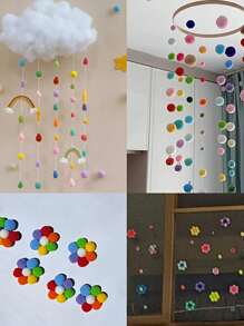 100 个 1 厘米毛绒绒球，彩虹涤纶工艺球，绒球非常适合 DIY 创意工艺装饰、工艺品、毛毡板、家居必需品、派对用品、复活节礼物、装饰品、挂饰和 DIY 项目、工艺配件、母亲节、婚礼季、毕业季、送给家人和朋友的礼物 - 彩色 - 查看 4