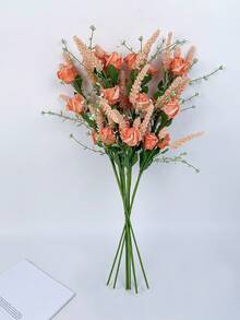 人造泡沫迷你玫瑰和麦穗花束 - 适用于卧室/客厅/婚礼/派对/餐厅装饰、情人节装饰、毕业礼物和秋季装饰。也可用于房间装饰。 - 彩色 - 查看 2