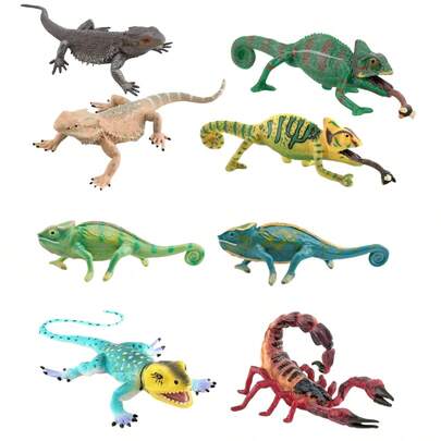 Realistic Insect & Animal Model Toys: Chameleon, Scorpion, Lizard, Komodo Dragon Desk Decor And Prop