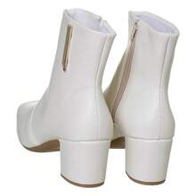 Lolla Maria Women's Ankle Boots, Square Toe, Block Heel, Comfortable, Elegant, Winter - 白色 - 查看 2