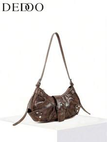 Dedoo 2024 Hot Maillard Style Retro Hot Girl Y2K Leopard Print One-Shoulder Christmas Gift - Coffee Brown - View 1