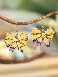 1 par de aretes con diseño de lápiz, regalos creativos de vuelta a la escuela para adolescentes, el mejor regalo para hijas y nietas - Multicolor - Ver 4