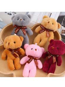 kit com 6 pc/Chaveiro pingente de ursinho de pelúcia pingente gravata borboleta - Multicolorido - Visão 1