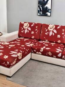 1 pièce Housse de coussin de siège de canapé décorative antidérapante en tissu de soie de lait, imprimés floraux et géométriques, convient pour les animaux de compagnie, toutes saisons